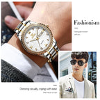 OLEVS 5565 Men Fashion Waterproof Stainless Steel Strap Diamond Quartz Watch