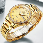 OLEVS 5565 Men Fashion Waterproof Stainless Steel Strap Diamond Quartz Watch