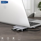 NK-3049H 6 in 1 USB-C / Type-C to TF / SD Card Slot + USB 3.0 + 3 USB 2.0 Female Adapter, NK-3049H