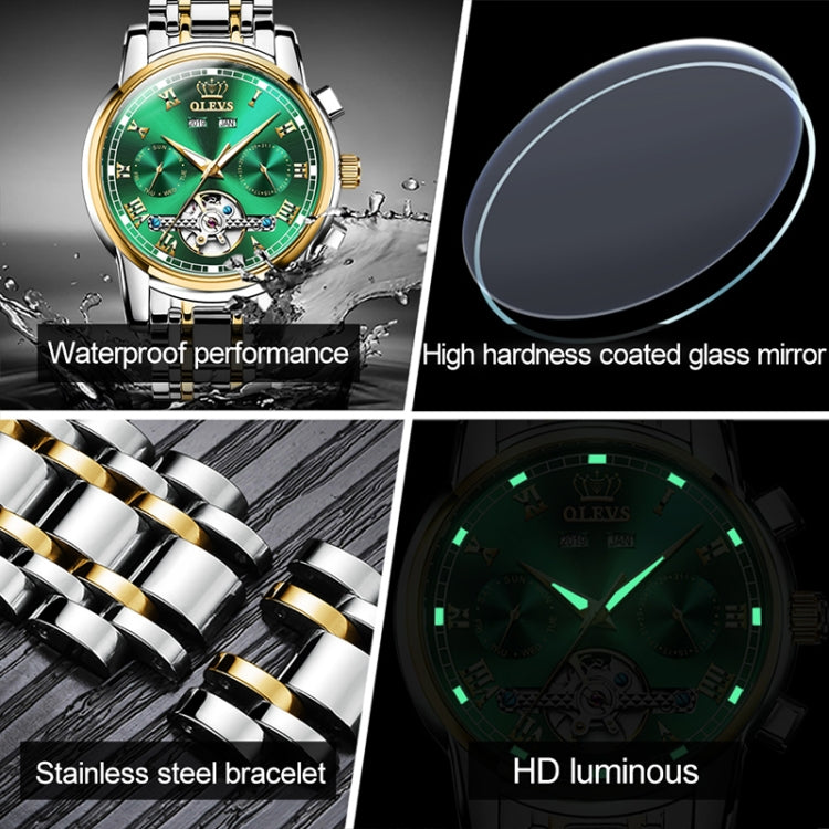 OLEVS 6607 Multi-function Men Big Flywheel Automatic Waterproof Mechanical Watch