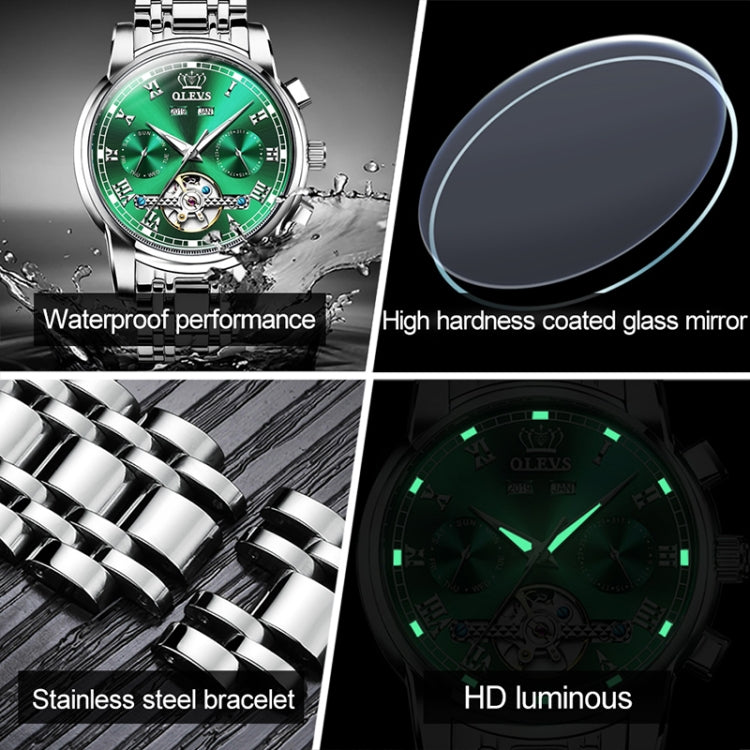 OLEVS 6607 Multi-function Men Big Flywheel Automatic Waterproof Mechanical Watch