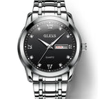 OLEVS 8691 Men Business Luminous Dual Calendar Design Waterproof Quartz Watch, OLEVS 8691 Quartz Watch (Black)