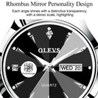 OLEVS 8697 Couple Fashion Waterproof Luminous Quartz Watch, OLEVS 8697 (Black + Rose Gold)