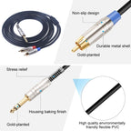 6.35mm Male to Dual RCA Male Audio Cable, 1.8m, 3m