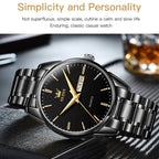 OLEVS 6898 Men Waterproof Luminous Steel Watch Band Quartz Watch, Black Blue Steel, Gold Black, Gold Blue, Gold White, Black Steel