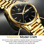 OLEVS 6898 Men Waterproof Luminous Steel Watch Band Quartz Watch, Black Blue Steel, Gold Black, Gold Blue, Gold White, Black Steel