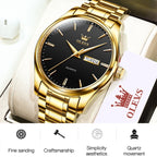 OLEVS 6898 Men Waterproof Luminous Steel Watch Band Quartz Watch, Black Blue Steel, Gold Black, Gold Blue, Gold White, Black Steel