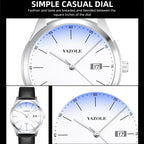 YAZOLE 560 Leather Strap Quartz Movement Waterproof Men Watch