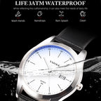 YAZOLE 560 Leather Strap Quartz Movement Waterproof Men Watch
