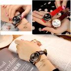 YAZOLE 360 Leather Band Dove of Peace Diamond Lady Watch