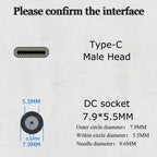 JORINDO 45W DC 7.9 x 5.5mm Female Socket to USB-C / Type-C Male Plug Power Adapter Converter, For Notebook