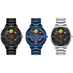 SANDA 1085 Steering Wheel Hollow Dial Waterproof Quartz Watch, Steel Band, Leather Band, Mesh Band