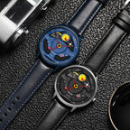 SANDA 1085 Steering Wheel Hollow Dial Waterproof Quartz Watch, Steel Band, Leather Band, Mesh Band