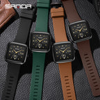 Sanda 1112 Square Six Hand Dial Electronic Quartz Watch