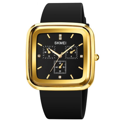 SKMEI 1902 Stainless Steel Buckle Silicone Strap Waterproof Quartz Watch