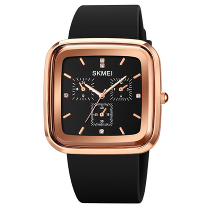 SKMEI 1902 Stainless Steel Buckle Silicone Strap Waterproof Quartz Watch