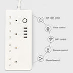 SM-SO301-K 4 Holes + 4 USB Multi-purpose Smart Power Strip, UK Plug, WIFI  13A