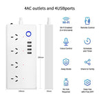 SM-SO301-A 4 Holes + 4 USB 2000W Multi-purpose Smart Power Strip, AU Plug, ZigBee 10A, WiFi 10A