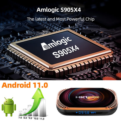 HK1RBOX X4 4K TV Box, Android 11 Amlogic S905X4 CPU with RC, 4GB+32GB, 4GB+64GB, 4GB+128GB