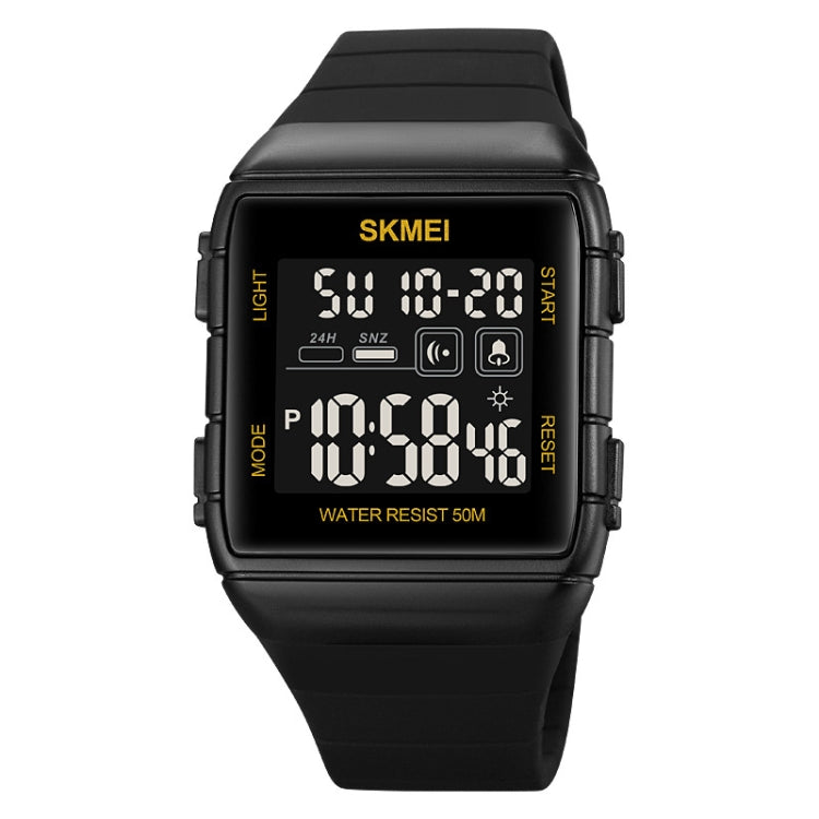 SKMEI 1960 Stainless Steel Buckle Silicone Strap Waterproof Electronic Watch, 1960 Black Gold, 1960 Black and White Machine, 1960 Black and Black Machine, 1960 Blue, 1960 Light Grey