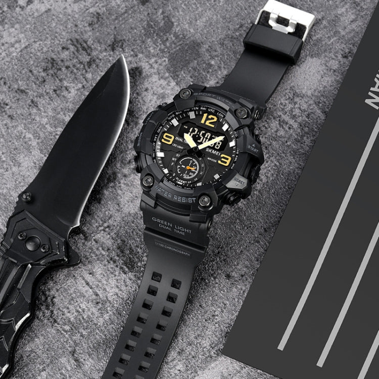 SKMEI 1965 Stainless Steel Buckle PU Strap Waterproof Electronic Watch