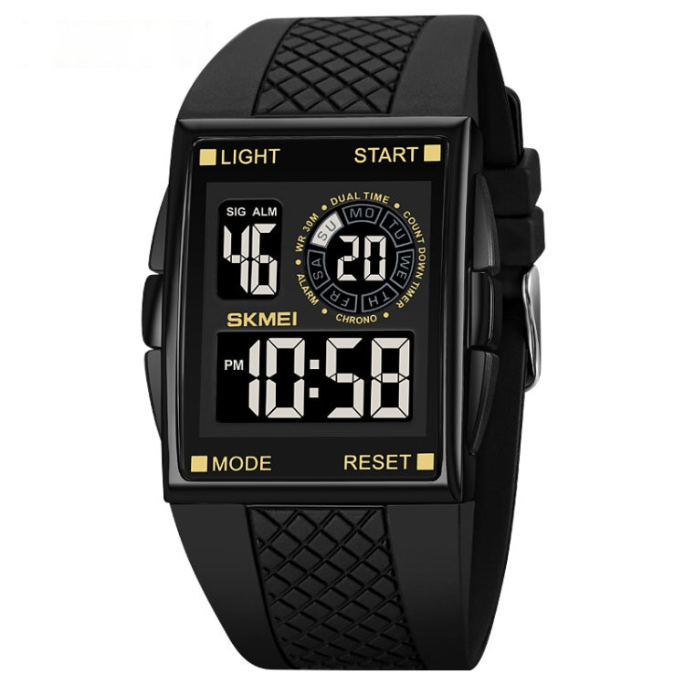 SKMEI 1967 Stainless Steel Buckle PU Strap Waterproof Electronic Watch