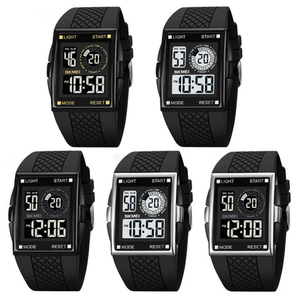 SKMEI 1967 Stainless Steel Buckle PU Strap Waterproof Electronic Watch