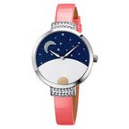 SKMEI 9279 Stainless Steel Buckle Genuine Leather Strap Waterproof Quartz Watch