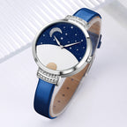 SKMEI 9279 Stainless Steel Buckle Genuine Leather Strap Waterproof Quartz Watch