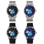 SKMEI 9283 Stainless Steel Buckle Glass Mirror Waterproof Quartz Watch, Steel Belt, Leather Belt