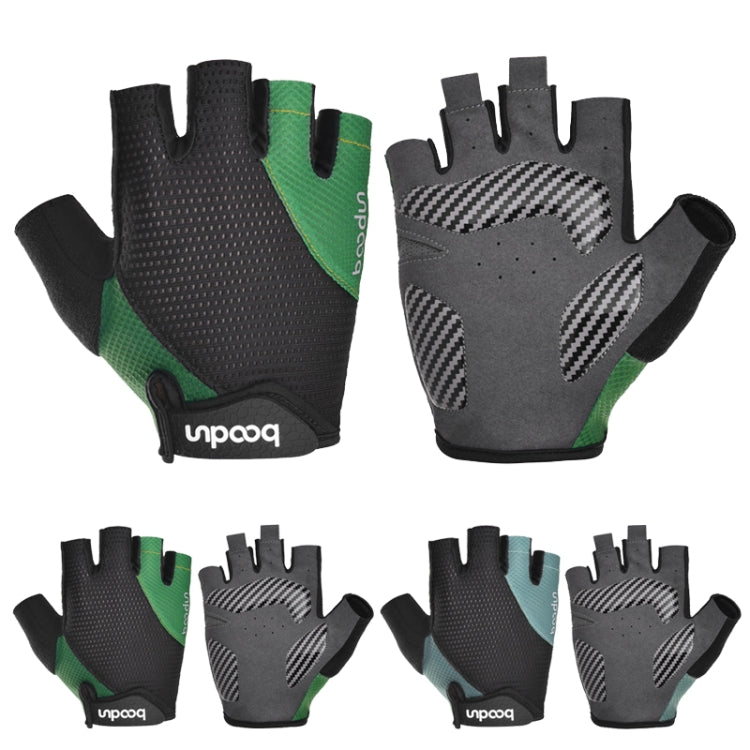 BOODUN 1408 4D Silicone Shock Absorbing Half Finger Breathable Bicycle Outdoor Riding Gloves, M, L, XL