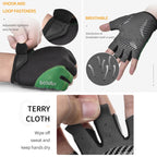 BOODUN 1408 4D Silicone Shock Absorbing Half Finger Breathable Bicycle Outdoor Riding Gloves, M, L, XL