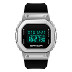 SANDA 9006 Tempered Mirror Luminous Waterproof Dual Display Electronic Watch