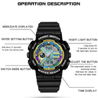 Sanda 3137 TPU Strap Luminous Waterproof Dual Display Electronic Watch
