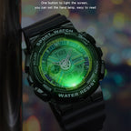 Sanda 3137 TPU Strap Luminous Waterproof Dual Display Electronic Watch
