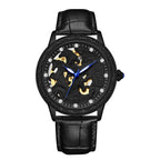 SANDA 7011 Leather Strap Luminous Waterproof Mechanical Watch