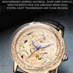SANDA 7011 Leather Strap Luminous Waterproof Mechanical Watch