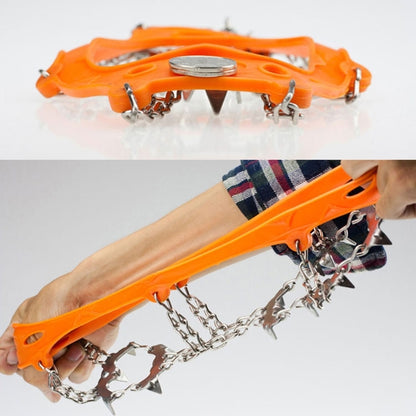 1 Pair 19 Teeth Anti-Slip Ice Gripper Hiking Climbing Chain Shoes Covers, 19 Teeth Size:L(Black), 19 Teeth Size:L(Orange), 19 Teeth Size:XL(Black), 19 Teeth Size:XL(Orange)