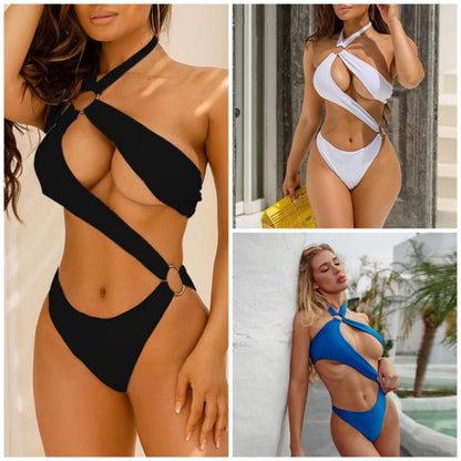 Solid Color One Piece Bikini Swimsuit, S, M, L, XL