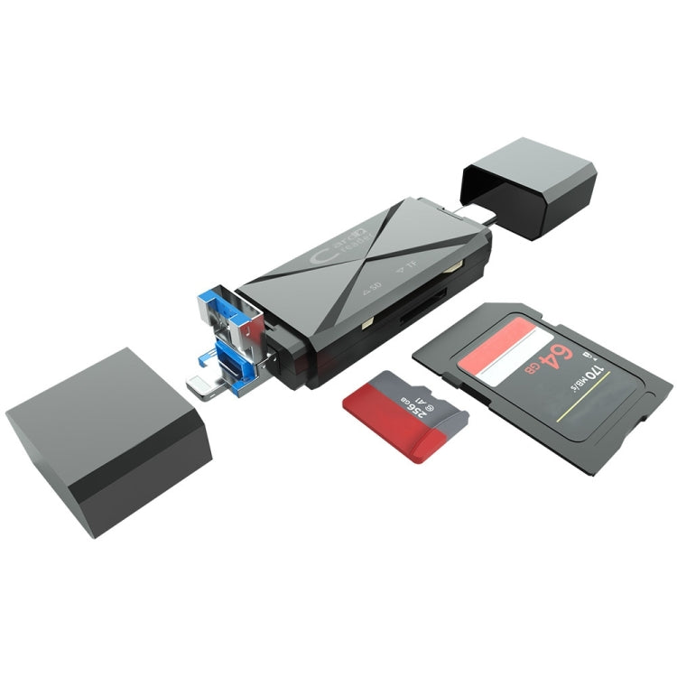 ADS-218 8 Pin+USB+Type-C Multi-function Card Reader