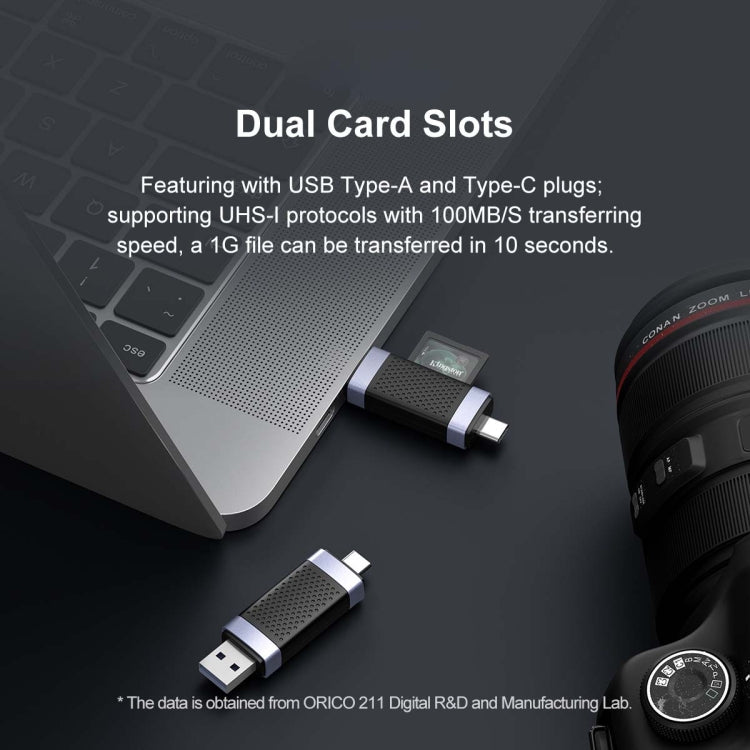 ORICO CS2D-A3 TF/SD Dual Port USB-A3.0 Single Read Card Reader, CS2D-A3