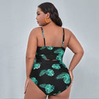 Sexy Plus Size Printed Split High Waist Bikini Swimsuit, XL, XXL, XXXL, XXXXL
