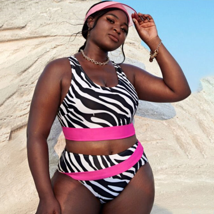 Sexy Printed Plus Size High Waist Split Bikini Swimsuit, XL, XXL, XXXL, XXXXL