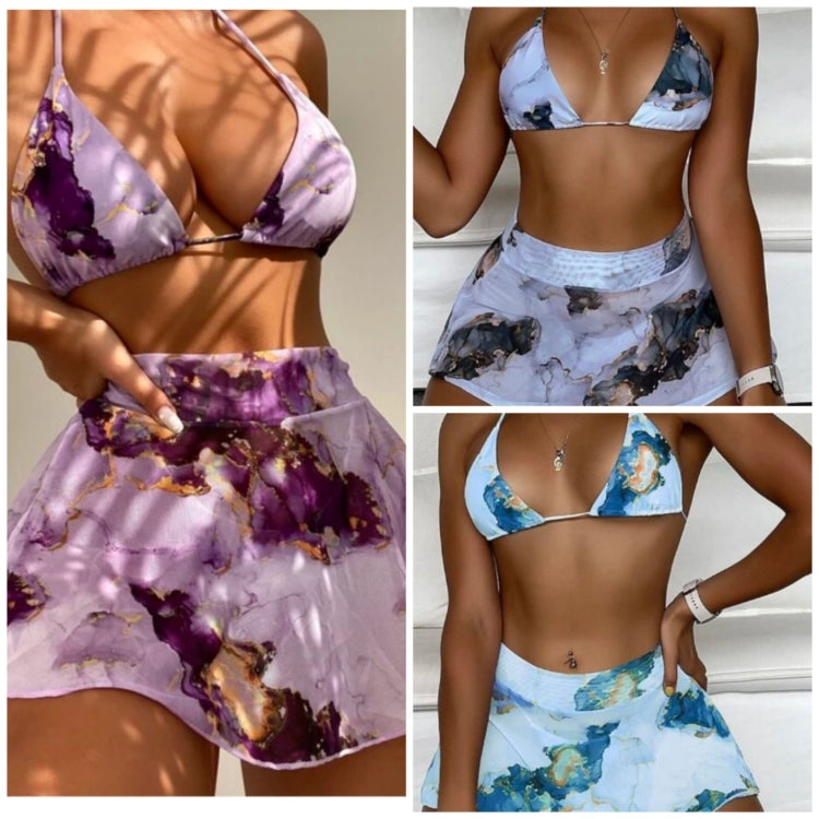 Sexy Solid Color Pleated Stitching High Waist Slim Waist Shorts Swimsuit, L