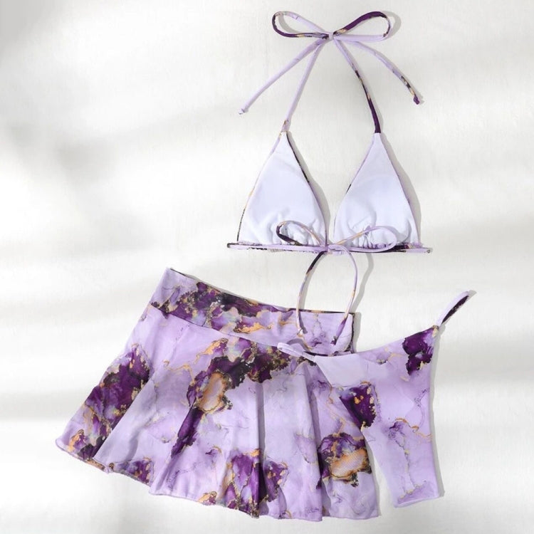 Sexy Solid Color Pleated Stitching High Waist Slim Waist Shorts Swimsuit, L