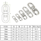 8mm 304 Stainless Steel Universal Rotating Ring, 4mm, 5mm, 6mm, 8mm, 10mm