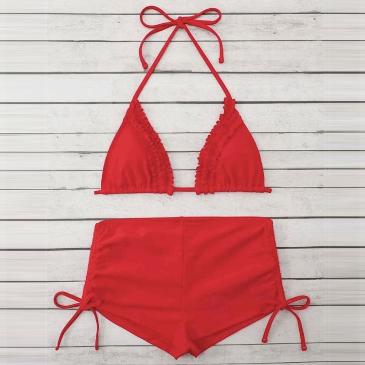 Sexy Laciness Pleated Split Bikini Swimsuit, S, M, L