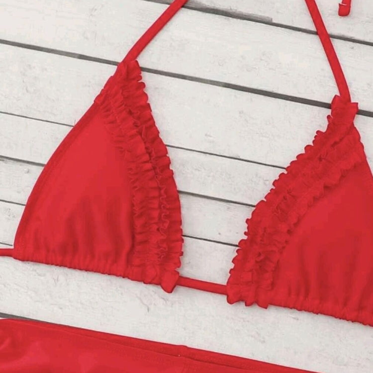 Sexy Laciness Pleated Split Bikini Swimsuit, S, M, L