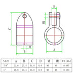 316 Stainless Steel Parasol Awning Yacht Movable Sliding Sleeve, 22mm, 25mm