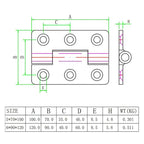 304 Stainless Steel Chassis Hinge, 5x70x100mm, 6x90x120mm